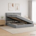 vidaXL Postel s úložným prostorem a matrací Svetlosivá 140 x 190 cm