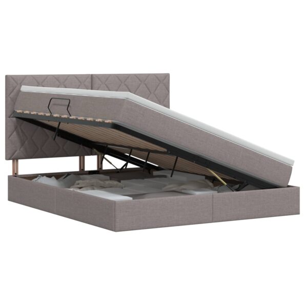 vidaXL Postel s úložným prostorem a matrací Sivohnedá 140 x 200 cm – Obrázok 2