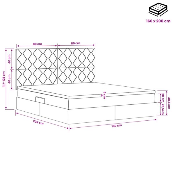 vidaXL Postel s úložným prostorem a matrací Sivohnedá 160 x 200 cm – Obrázok 12