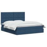 vidaXL Postel s úložným prostorem a matrací Modrá 180 x 200 cm látka – Obrázok 3