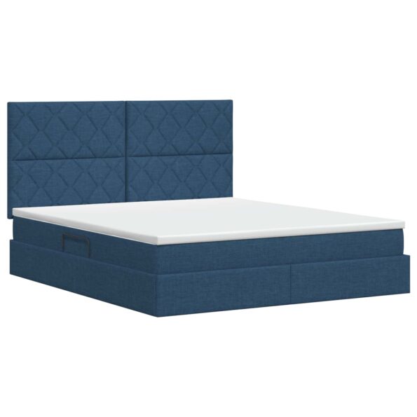 vidaXL Postel s úložným prostorem a matrací Modrá 180 x 200 cm látka – Obrázok 8