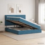vidaXL Postel s úložným prostorem a matrací Tmavomodrá 180 x 200 cm