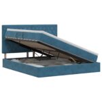 vidaXL Postel s úložným prostorem a matrací Tmavomodrá 180 x 200 cm – Obrázok 2