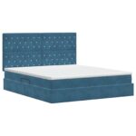 vidaXL Postel s úložným prostorem a matrací Tmavomodrá 180 x 200 cm – Obrázok 8