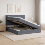 vidaXL Postel s úložným prostorem a matrací Tmavosivá 160 x 200 cm
