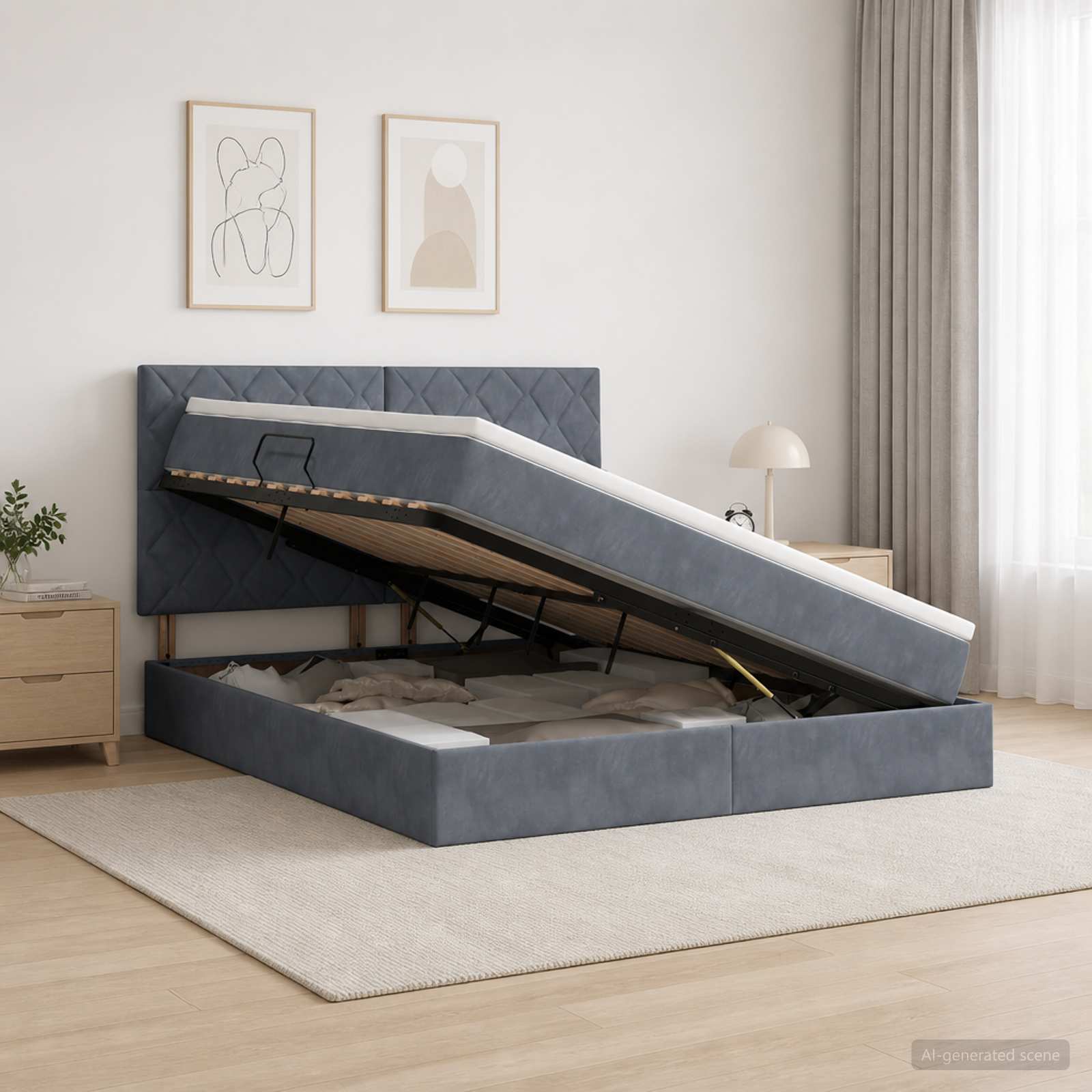 3459760_1.jpg vidaXL Postel s úložným prostorem a matrací Tmavosivá 160 x 200 cm – Obrázok 1