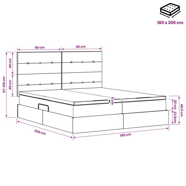 vidaXL Úložná posteľ s čelnou doskou Modrá 180 x 200 cm Látka – Obrázok 12