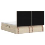 vidaXL Úložná posteľ s čelnou doskou Krémová 180 x 200 cm Látka – Obrázok 9