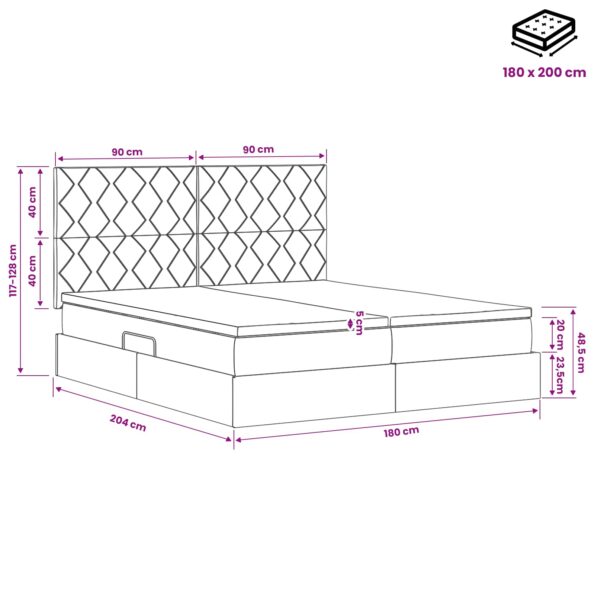 vidaXL Úložná posteľ s čelnou doskou Modrá 180 x 200 cm Látka – Obrázok 12