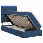 vidaXL LED úložná posteľ s matracom Modrá 90 x 200 cm Látka – Obrázok 2