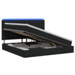 vidaXL LED úložná posteľ s matracom Čierna 200 x 200 cm Látka – Obrázok 2