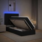 vidaXL LED úložná posteľ s matracom Čierna 90 x 190 cm Látka – Obrázok 4