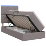 vidaXL LED úložná posteľ s matracom Sivohnedá 100 x 200 cm Látka – Obrázok 2