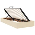 vidaXL LED úložná posteľ s matracom Krémová 100 x 200 cm Látka – Obrázok 6