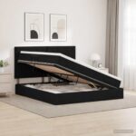 vidaXL LED úložná posteľ s matracom Čierna 140 x 190 cm Látka