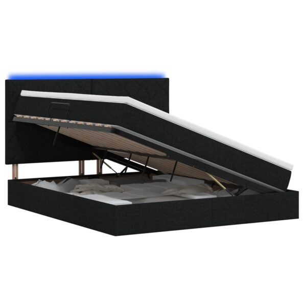 vidaXL LED úložná posteľ s matracom Čierna 140 x 190 cm Látka – Obrázok 2
