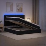 vidaXL LED úložná posteľ s matracom Čierna 140 x 190 cm Látka – Obrázok 4