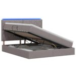 vidaXL LED úložná posteľ s matracom Sivohnedá 160 x 200 cm Látka – Obrázok 2