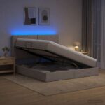 vidaXL LED úložná posteľ s matracom Sivohnedá 180 x 200 cm Látka