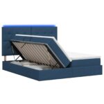 vidaXL LED úložná posteľ s matracom Modrá 180 x 200 cm Látka – Obrázok 2