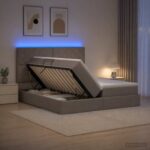 vidaXL LED úložná posteľ s matracom Sivohnedá 180 x 200 cm Látka