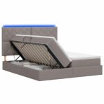 vidaXL LED úložná posteľ s matracom Sivohnedá 180 x 200 cm Látka – Obrázok 2