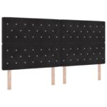 vidaXL LED úložná posteľ s matracom Čierna 200 x 200 cm Zamat – Obrázok 5