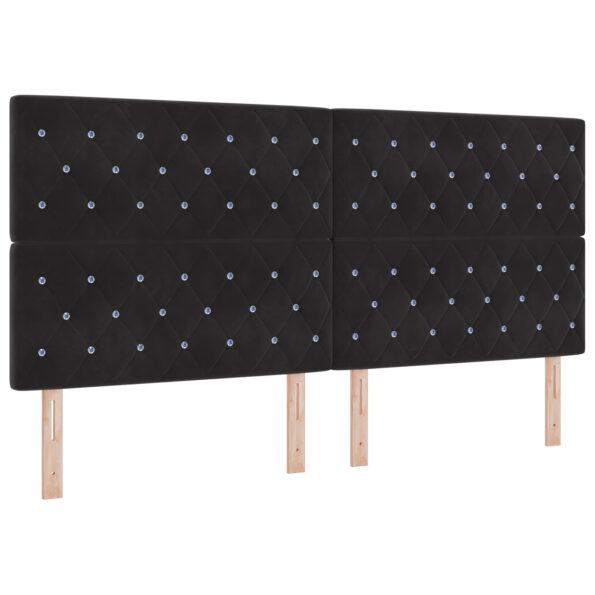 vidaXL LED úložná posteľ s matracom Čierna 200 x 200 cm Zamat – Obrázok 5