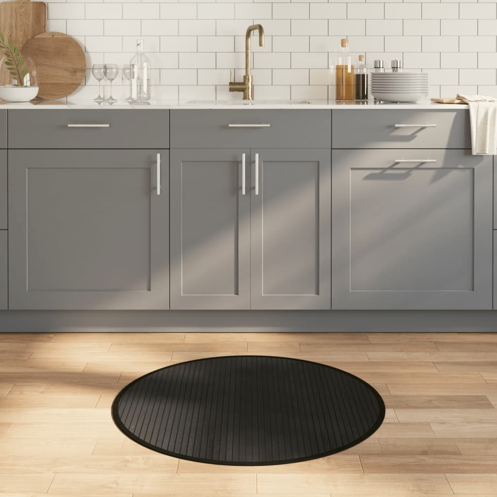 376978_1.jpg vidaXL Okrúhly koberec čierny 80 cm bambusový – Obrázok 1