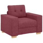 vidaXL Rozkladacia pohovka, vínovo červená 100x78x80 cm, látka – Obrázok 2