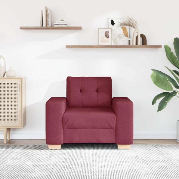 vidaXL Rozkladacia pohovka, vínovo červená 100x78x80 cm, látka – Obrázok 3