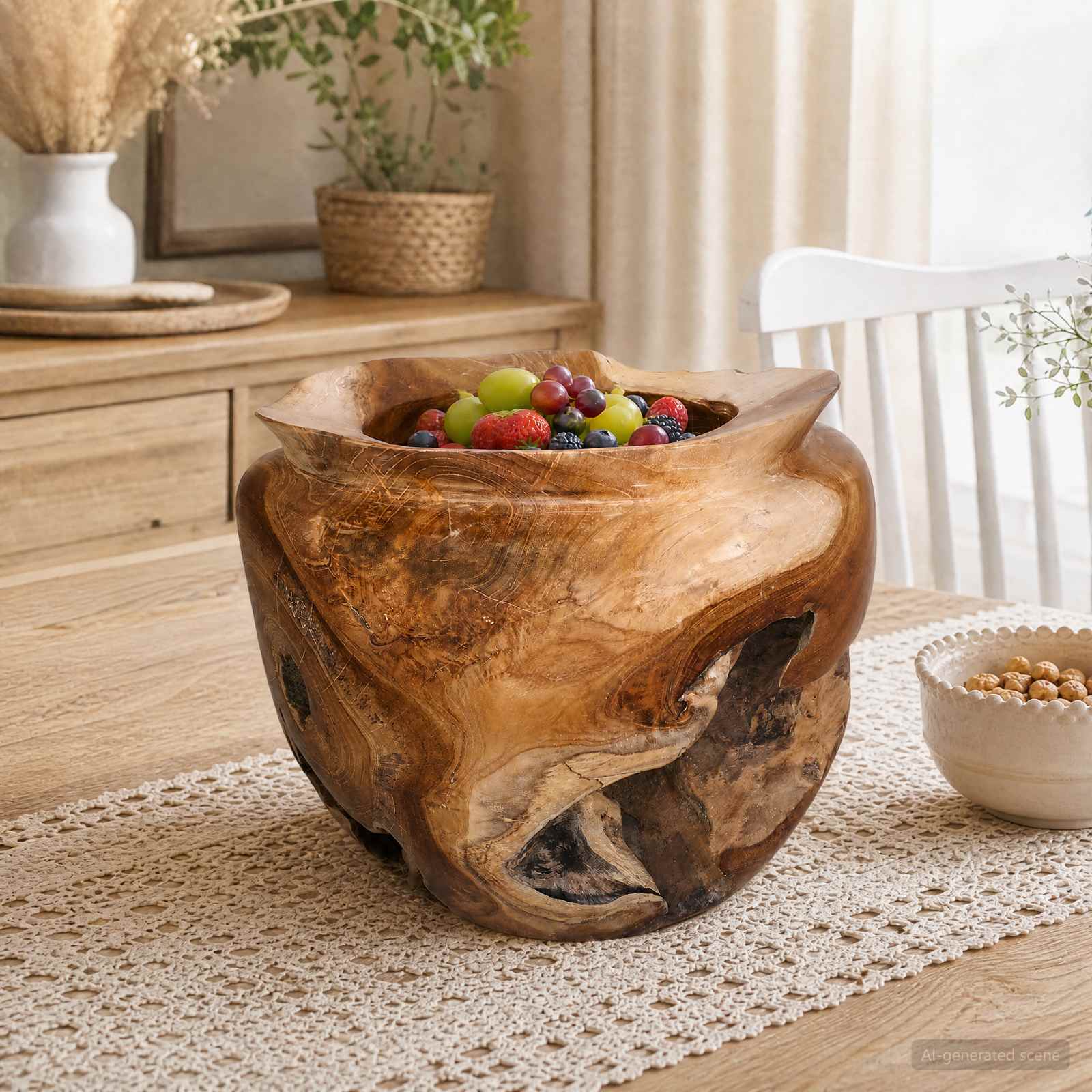 42010346_1.jpg vidaXL Miska na ovocie JEPARA Teaková hnedá Ø 35 cm – Obrázok 1