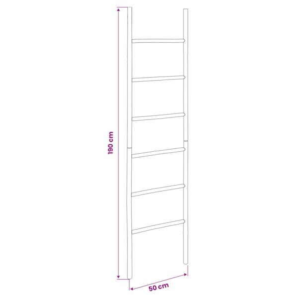 vidaXL Rebrík na deky Čierna 50 x 190 cm Bambus – Obrázok 4