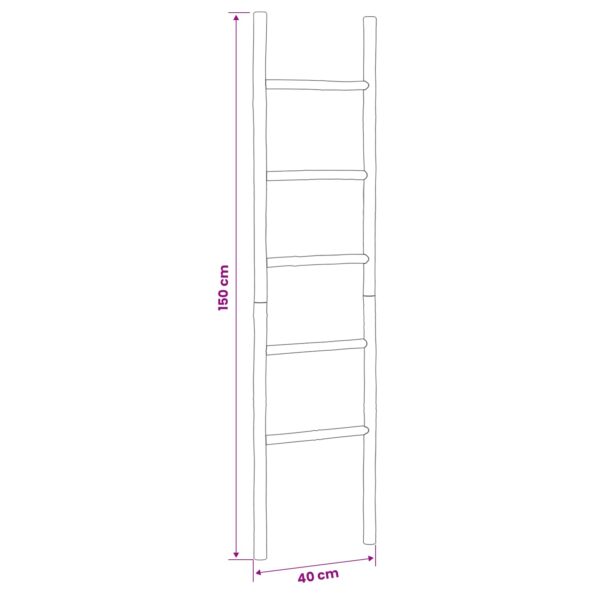 vidaXL Rebrík na deky Čierna 40 x 150 cm Bambus – Obrázok 4