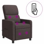vidaXL Masážne relaxačné kreslo Tmavohnedá Látka – Obrázok 2