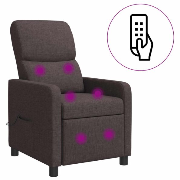 vidaXL Masážne relaxačné kreslo Tmavohnedá Látka – Obrázok 2