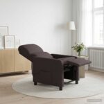 vidaXL Masážne relaxačné kreslo Tmavohnedá Látka – Obrázok 4