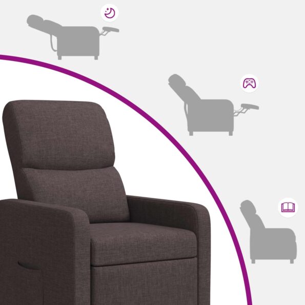 vidaXL Masážne relaxačné kreslo Tmavohnedá Látka – Obrázok 8