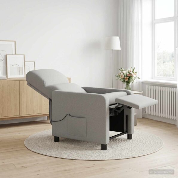 vidaXL Masážne relaxačné kreslo Oblá šedá Látka – Obrázok 11