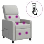 vidaXL Masážne relaxačné kreslo Oblá šedá Látka – Obrázok 2