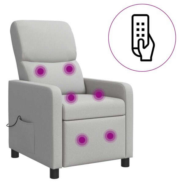 vidaXL Masážne relaxačné kreslo Oblá šedá Látka – Obrázok 2