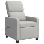 vidaXL Masážne relaxačné kreslo Oblá šedá Látka – Obrázok 3