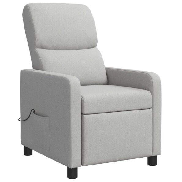 vidaXL Masážne relaxačné kreslo Oblá šedá Látka – Obrázok 3