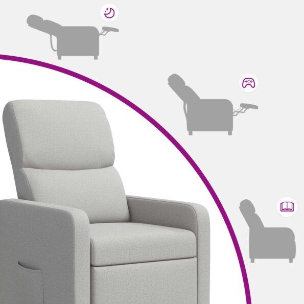 vidaXL Masážne relaxačné kreslo Oblá šedá Látka – Obrázok 8