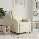 vidaXL Masážne relaxačné kreslo Krémová Umelá koža – Obrázok 11
