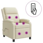 vidaXL Masážne relaxačné kreslo Krémová Umelá koža – Obrázok 2