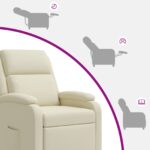 vidaXL Masážne relaxačné kreslo Krémová Umelá koža – Obrázok 8