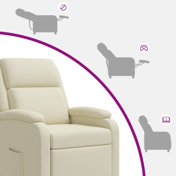 vidaXL Masážne relaxačné kreslo Krémová Umelá koža – Obrázok 8