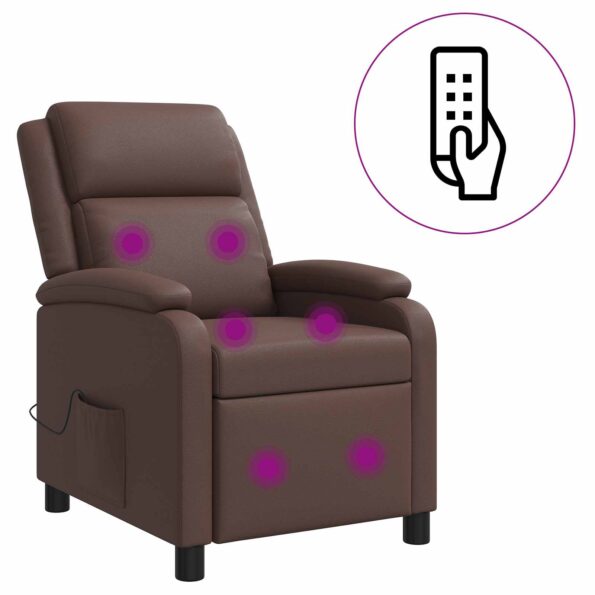 vidaXL Masážne relaxačné kreslo Hnedá Umelá koža – Obrázok 2