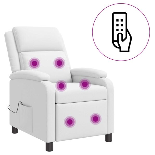 vidaXL Masážne relaxačné kreslo Biela Umelá koža – Obrázok 2